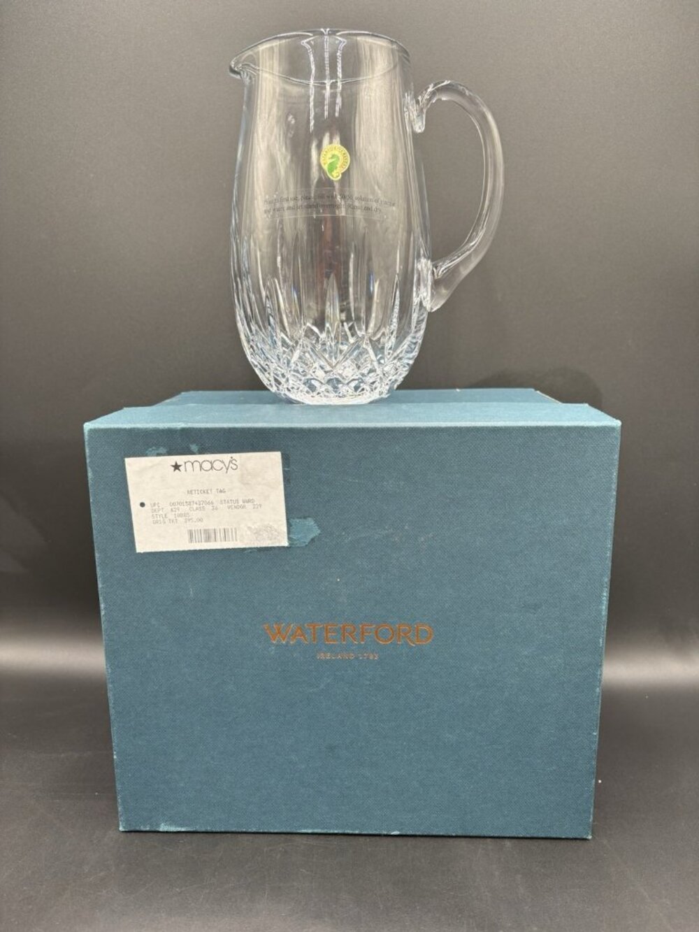 Waterford Lismore Nouveau  Pitcher Jug Crystal 8.5” Large 60 oz With Box NWT
